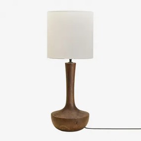 Tafellamp In Sintra Mangohout Donker Handvat Hout & Wit Ø30 Cm - ↑30 Cm Arlina - Sklum