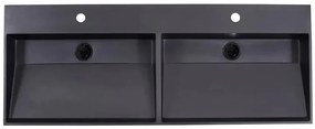Lambini Designs Arona wastafel quartz 140cm dubbel met 2 kraangaten zwart mat