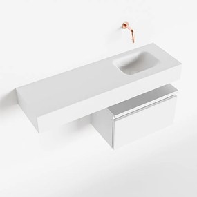 Mondiaz Andor toiletmeubel 50cm mat wit met witte wastafel 100cm rechts zonder kraangat