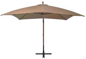 vidaXL Zweefparasol met paal 3x3 m massief vurenhout taupe