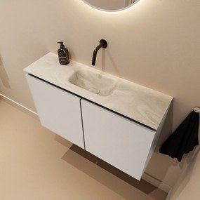 Mondiaz Ture DLux toiletmeubel 80cm linen met wastafel ostra midden zonder kraangat