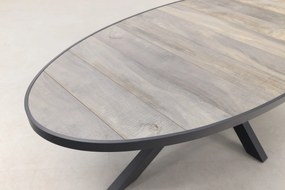 Silva tuintafel houtlook/keramiek - Ovaal - 240x115 cm.