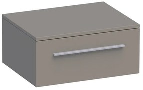 Saniclass Sharp Wastafelonderkast - 60x46x27cm - 1 softclose lade - zonder greep - zonder sifonuitsparing - topblad MDF - mat taupe 1509