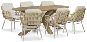 Tuinset 6 personen 240 cm Aluminium/wicker Taupe Coco Antoni/Boston