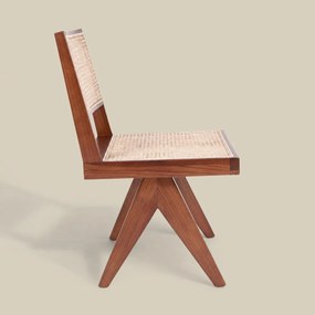 Walnoot Stoel Met Rotan Webbing