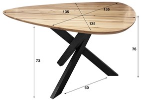 Eettafel Driehoek Massief Acaciahout - 135 X 135cm.