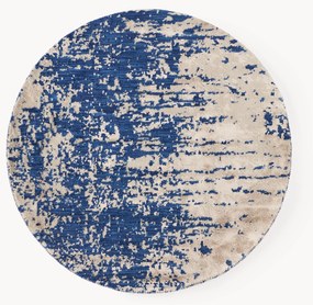 Rond wollen vloerkleed Cynthia met abstract patroon, handgeweven