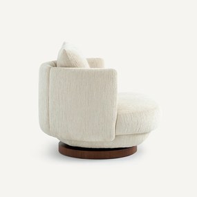 Draaibare fauteuil in gestructureerd fluweel en walnootfineer, ROSEO