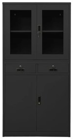 vidaXL Kantoorkast 90x40x180 cm staal en gehard glas antracietkleurig