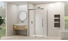 Van Rijn Products ST09 Schuifdeur tbv hoekcabine - 140x200cm - helder glas - soft-close - Gunmetal Geborsteld ST09350140HEGM