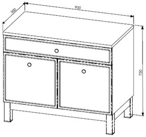 Comad Samoa 852 FSC onderkast 90cm eiken/wit