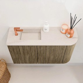 Mondiaz Joya DLux 70cm toiletmeubel ronding rechts dusk met wastafel faye links 1 kraangat meli