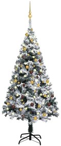 vidaXL Kunstkerstboom met LED's en kerstballen 150 cm PVC groen