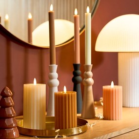 Gestreepte wax LED kaars H17,5 cm, Caspar