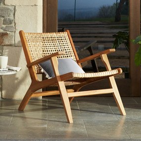 Kave Home Grignoon Houten Fauteuil Met Riet