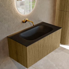 Mondiaz Kurve 90cm badmeubel dusk met 1 lade en wastafel big small midden zonder kraangat urban