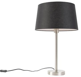 Moderne tafellamp staal met zwarte kap 35 cm - Simplo