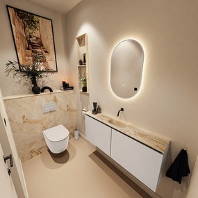 Mondiaz Ture DLux toiletmeubel 120cm linen met wastafel frappe midden zonder kraangat