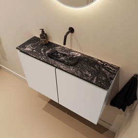 Mondiaz Ture DLux toiletmeubel 80cm linen met wastafel lava midden zonder kraangat