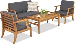 Danang Coffee 4 acaciahouten tuinmeubelen met Garden Point poefs