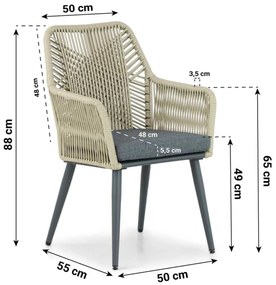 Tuinstoel Aluminium/rope Taupe-naturel-bruin Coco Vedra