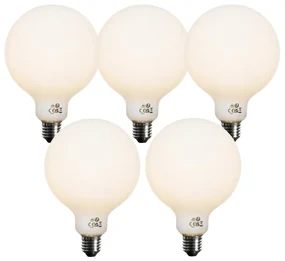 Set van 5 E27 dimbare LED lampen opaal G125 5W 450 lm 3000K