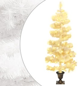 vidaXL Spiraalkerstboom met pot en LED's 120 cm PVC wit