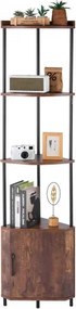 VEVOR 5-laags hoekschap, hoekstandaard met led-verlichting en deuren, displayplank, opbergrek met metalen frame en houten planken, staande plank, tentoonstellingsboekenplank voor slaapkamer, woonkamer, kantoor, bruin