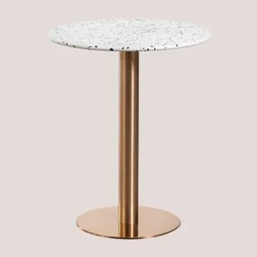 Ronde Barkruk Ø60 Cm In Terrazo Malibu Wit & Roségoud - Sklum
