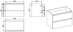 Fontana Freestone badkamermeubel mat wit 80cm met natuurstenen wastafel 1 kraangat