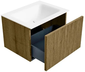 Mondiaz Kurve 60cm badmeubel dusk met 1 lade en wastafel cloud midden 1 kraangat