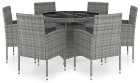 vidaXL 7-delige Tuinset poly rattan antracietkleurig en grijs
