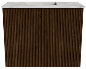 Mondiaz Joya DLux 50cm toiletmeubel walnut met wastafel faye links 1 kraangat glace