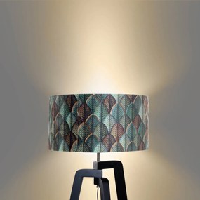 Vloerlamp zwart met velours lampenkap blad dessin 50cm - Puros Klassiek / Antiek, Modern E27 rond Binnenverlichting Lamp