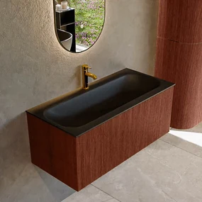 Mondiaz Kurve 100cm badmeubel ruby met 1 lade en wastafel big medium midden 1 kraangat urban