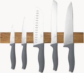 Keukenmessen Aspen met acaciahouten magneetbeugel, 6-delig
