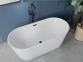 Mexen Luna vrijstaande badkuip 140 x 75 cm, wit, zwarte overloop - 52031407500-70