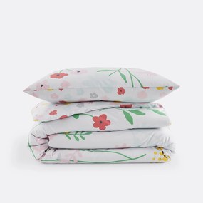 Katoenen bedset voor kinderen, vierkante kussensloop, Fleurs