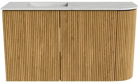Mondiaz Joya DLux 70cm toiletmeubel ronding rechts oak met wastafel faye links zonder kraangat opalo