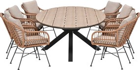 Garden Impressions Lucas tuinset bruin 9-delig - Tulli tuintafel ovaal 280x140 cm