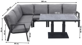 Azoren/Rockford loungeset - met verstelbare tafel - links & rechts