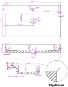 Saniclear Dark Emperador marmeren wastafel 80x46cm met kraangat
