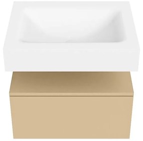 Zaro Alan badmeubel 60cm sand 1 lade met vrijhangende wastafel cloud midden 1 kraangat talc
