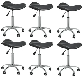 vidaXL Eetkamerstoelen draaibaar 6 st kunstleer zwart