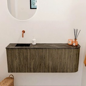 Mondiaz Joya DLux 110cm toiletmeubel ronding rechts dusk met wastafel faye links zonder kraangat lava