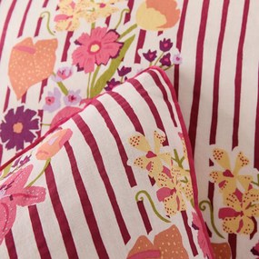 Kussensloop in gewassen katoen, strepen- en bloemenprint, BELARDI