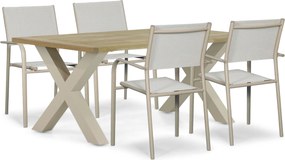 Tuinset 4 personen 180 cm Aluminium Taupe Presto Brentino/Cardiff