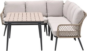 Garden Impressions Kalibo hoek lounge dining set 4-delig - donker grijs