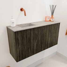 Mondiaz Joya DLux 80cm toiletmeubel shadow met wastafel faye links zonder kraangat glace