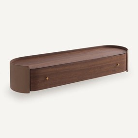 Wandconsole van walnootfineer en leer, Firmo